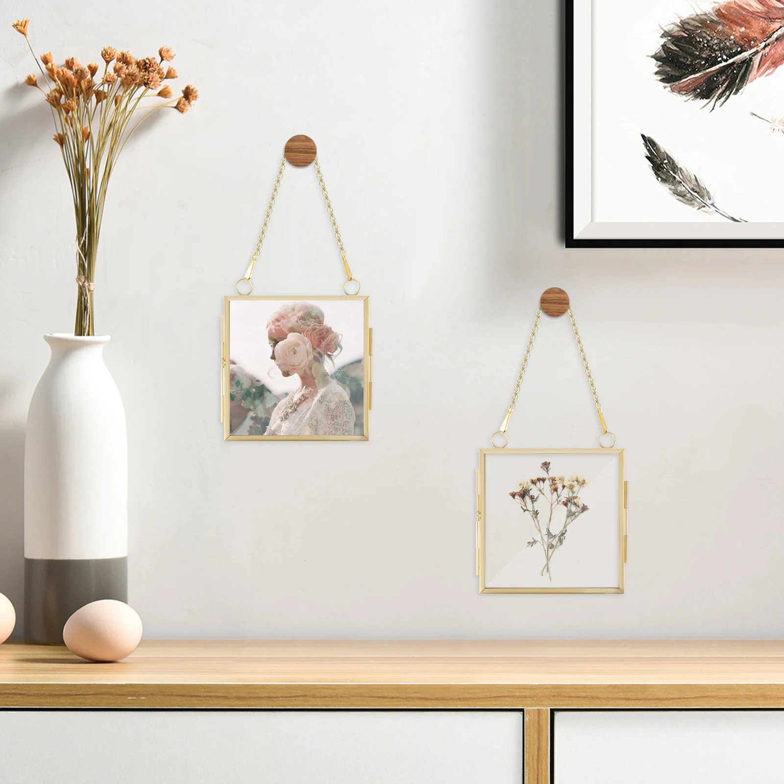 Mini Metal and Glass Double-Sided Floating Photo Frames