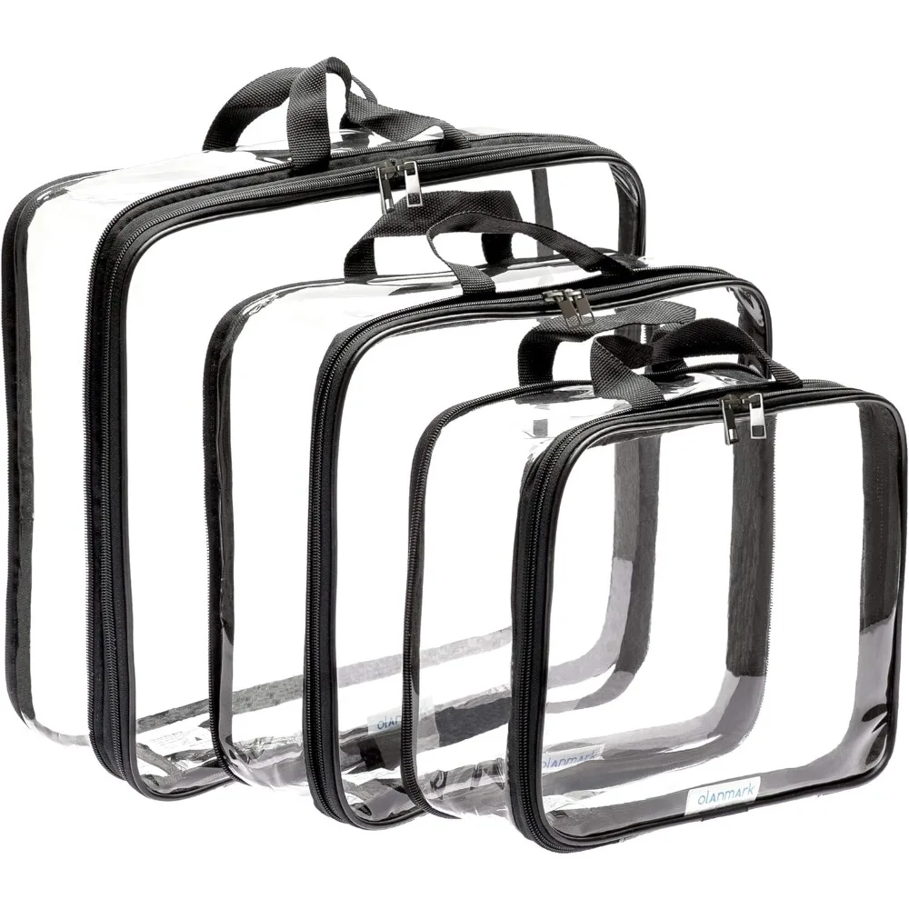 

Clear Compression Packing Cubes 3 Set - Bags for Travel - Luggage Cube Organizer - Cosmetic Bags Black,Organization