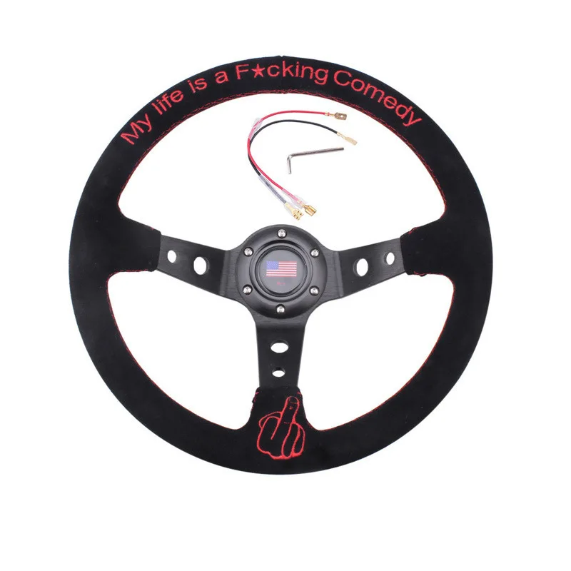 

Car Modification Fittings 14-Inch Suede Competitive Racing Car Deep Plates Steering Wheel 345mm