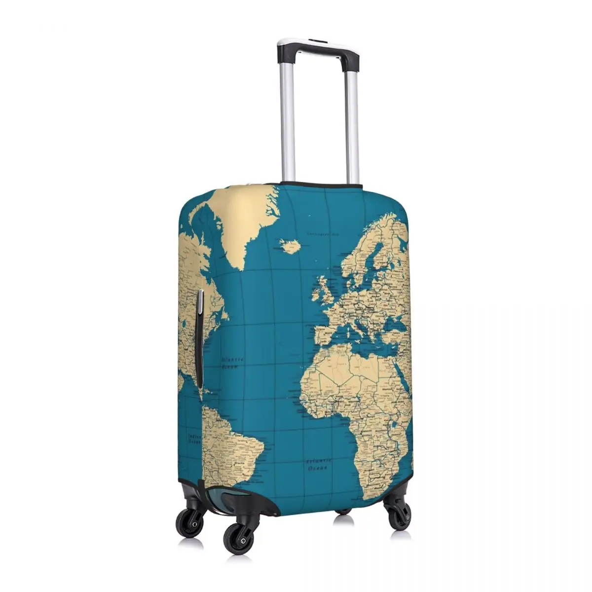 World Map Suitcase Cover Cities Roads Lakes and Rivers Holiday Business Useful Luggage Case Protector luggage cover
