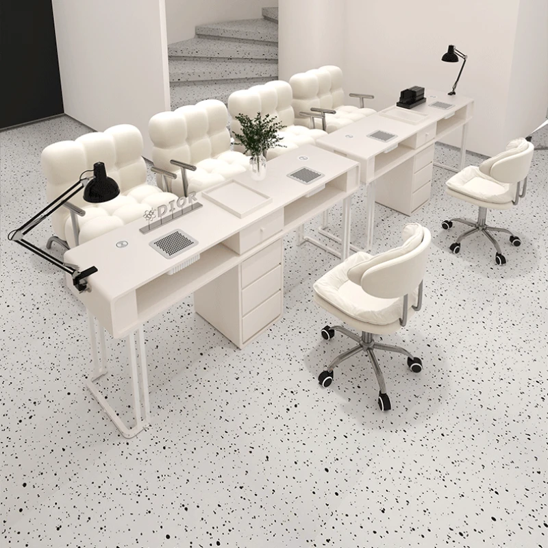 

Vacuum Cleaner Nail Tables Women Luxury White Makeup Modern Drawer Nail Tables Manicure Nageltisch Salon Furniture MR50NT