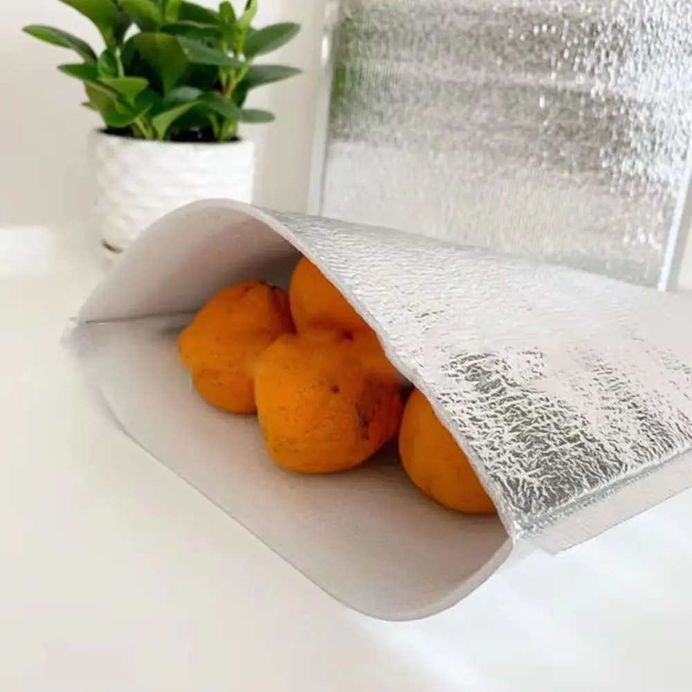 50 Teile/paket Eis Kalt Warme Aluminium Folie Tasche Lebensmittel Thermische Getränk Lagerung Isolierung Tasche mit Verschluss Lieferung Träger Kühltasche – Detail 4
