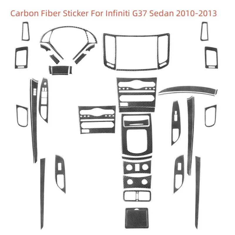 

Car Rear Drainage Cup Holder Steering Wheel Button Frame Carbon Fiber Sticker For Infiniti G37 Sedan 2010-2013 Styling Accessori