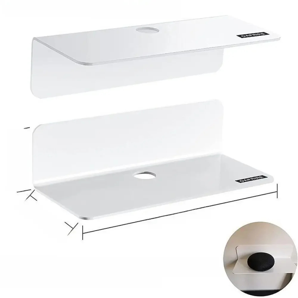 Acrylic Wall Mount Floating Shelves No-Drill Hanging Rack Kitchen Bathroom Display Hanger 2024 Latest Organizer Clear Storage 2
