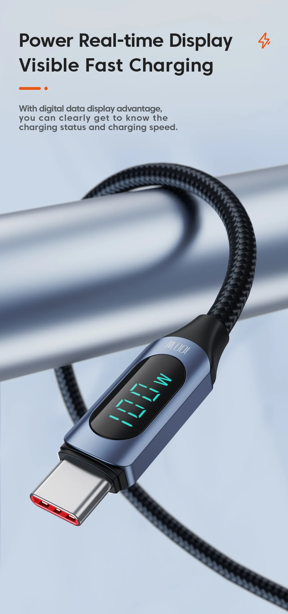 Toocki 100W Type C To Type C Cable Super Fast Charging Cable With Digital Display Type C USB Data Cable For Xiaomi Iphone16 poco