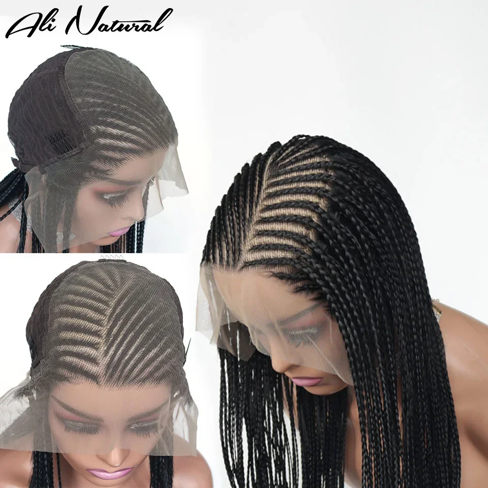 

Cornrow Braided Wig Synthetic Lace Front Wigs 13x6 Black Ombre Long Straight Hair Wig for Black Women Braided Wig