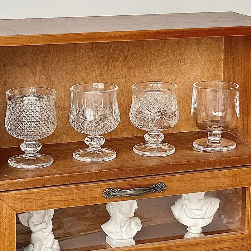 Korean Style Engraved Glasses Cup Mini Cups Short Glass Cup For Soju Sake Liquor Short Stemmed Glass Home Accessories drinking glass