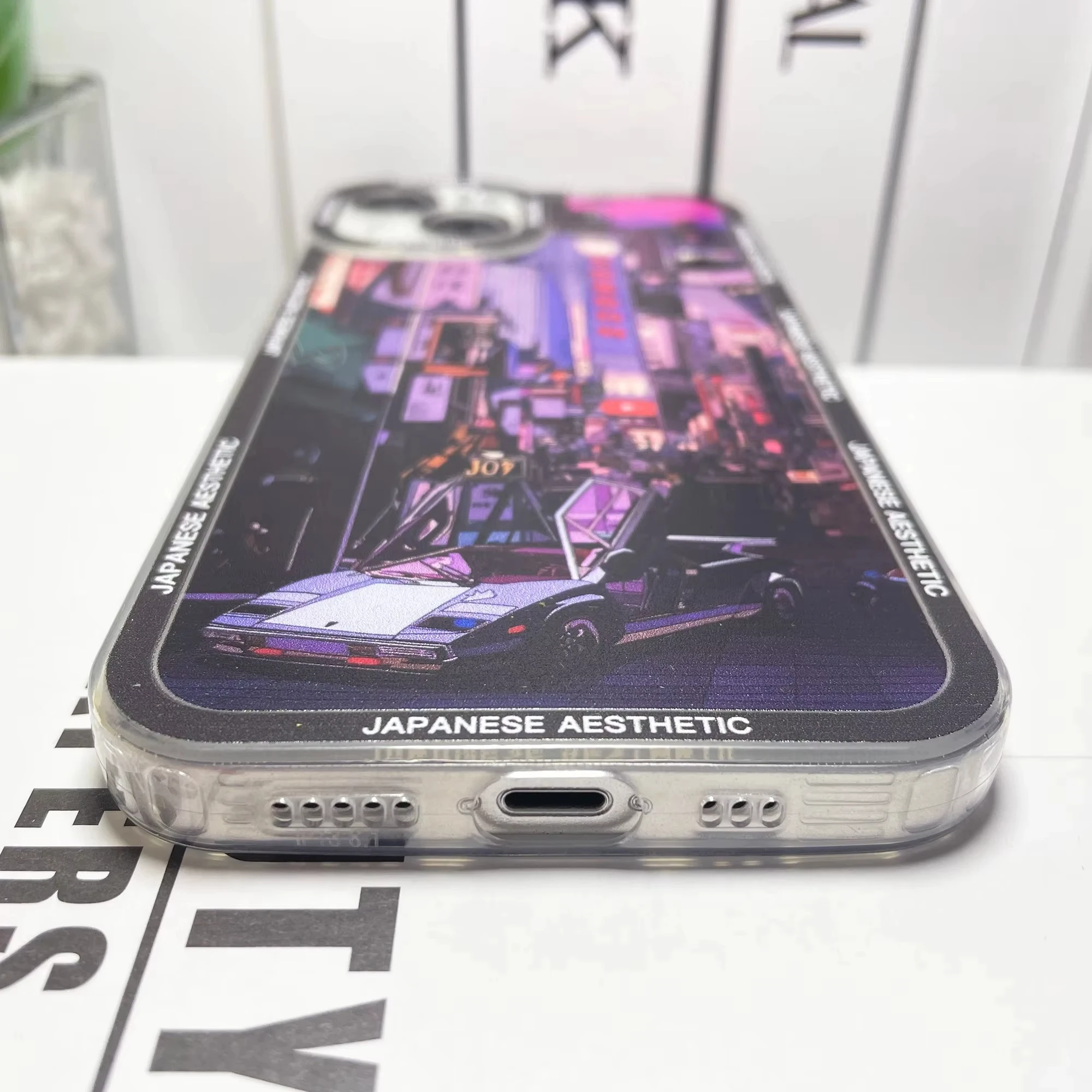 Japanese Aesthetic Neon Lights City Street Phone Case - Soft Cover