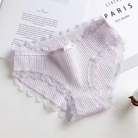 Culotte en dentelle avec nœud papillon pour femme, sous-vêtement, lingerie, slip, taille basse, solide, en coton, nouvelle collection, K019 5