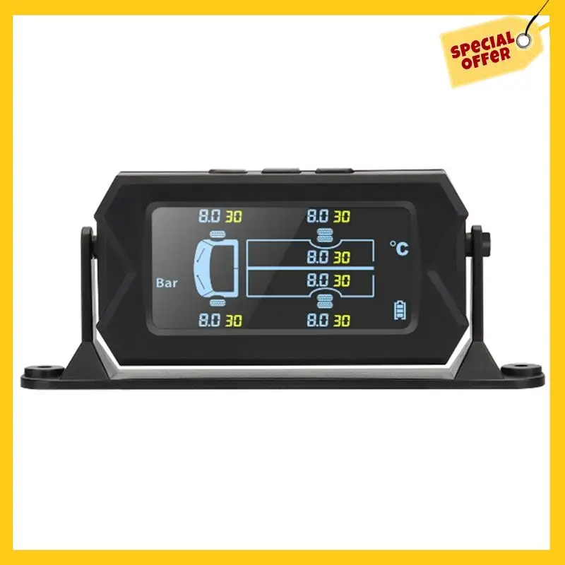 Car RV Truck TPMS 6 Wheels Sensor Solar Tire Pressure Monitoring System 0-8Bar Car External TPMS Sensor