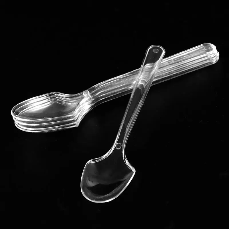 100 PCS Mini Transparent Plastic Spoons Disposable Flatware Spoons Kitchen Tool Jelly Ice Cream Dessert Appetizer