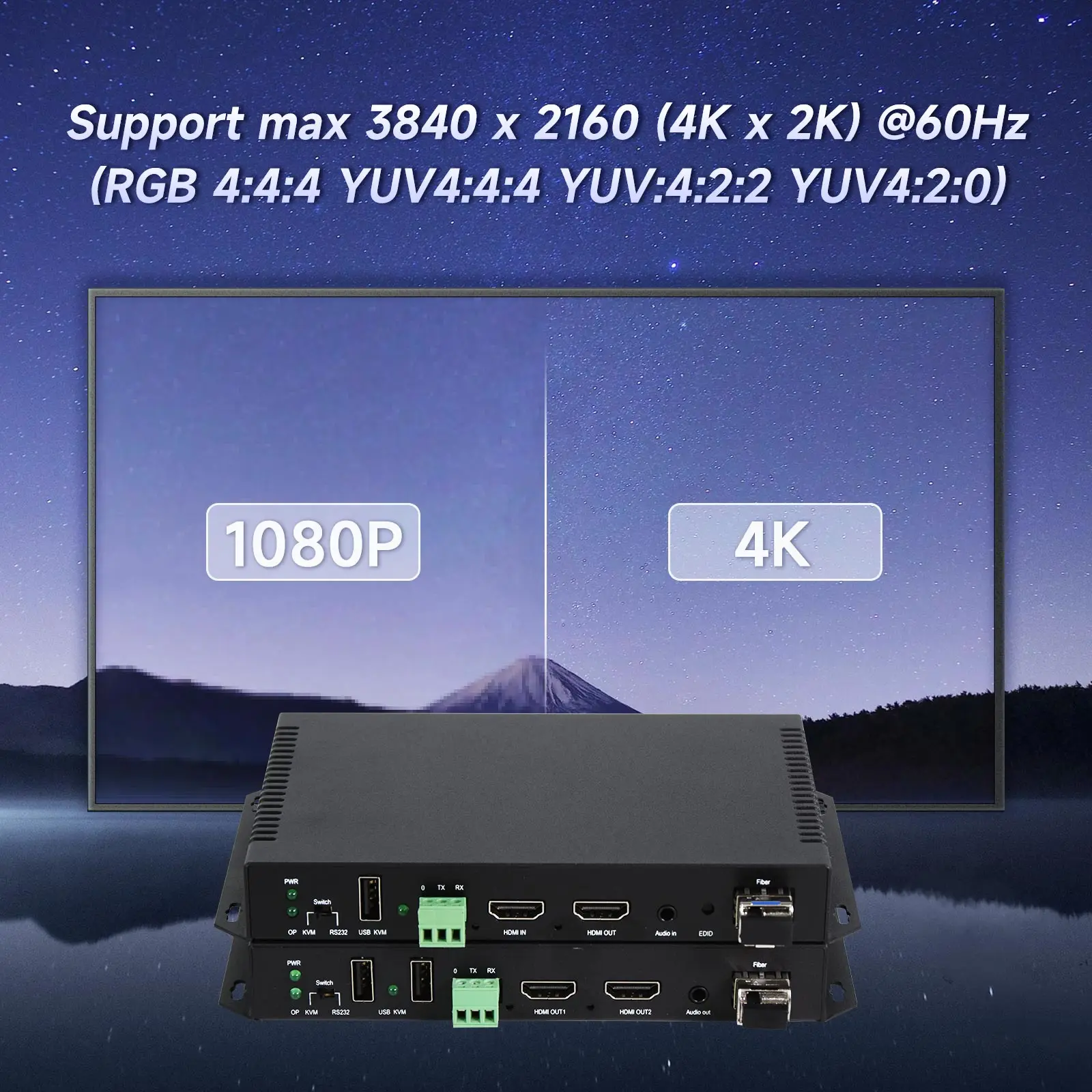 4K60 Uncompressed HDMI to Fiber Optic Converter 10KM HDMI KVM Optical Fiber Extender over LC Optic