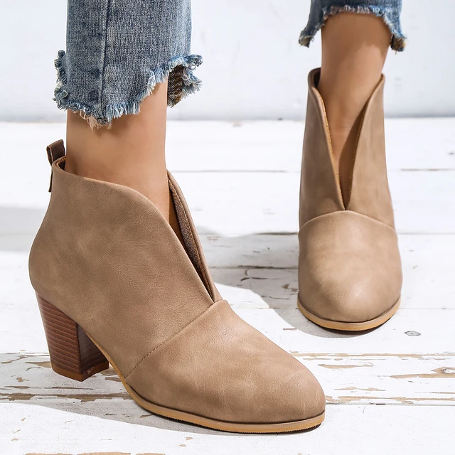 Cut Ankle Boots Buckles  Pointed Toe Cutout Ankle Boots - Heels Ankle  Boots Women - Aliexpress