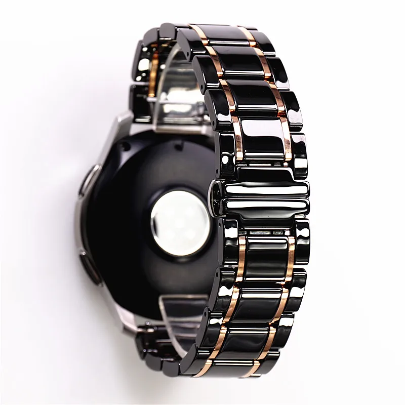

20 22 24mm Premium luxury Ceramic black and white strap for Samsung s2 3 4 Huawei GT Wristband Bracelet
