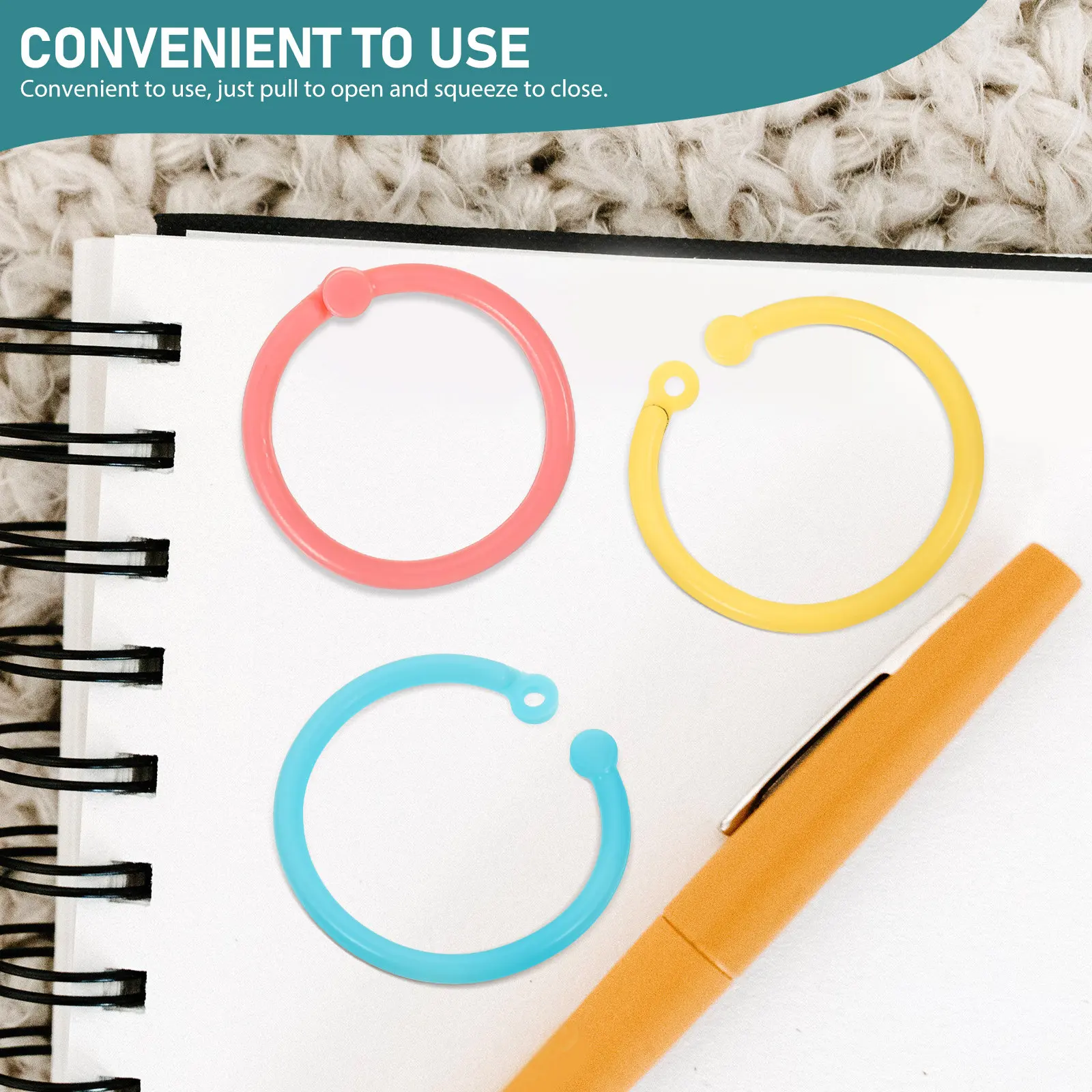 80Pcs 플라스틱 바인더 링 DIY 스크랩북킹을위한 다채로운 단일 링 수제 저널 종이 카드 보관 솔루션