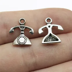 Antique Silver Telephone Charms Set (Antique Silver Color)