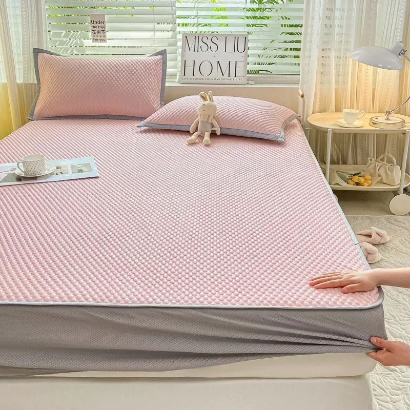 Summer Latex Summer Mat Kit Cooling Feel Bed Pad and Pillowcase Cold Sleeping Bed Mat for Breathable Folding Cool