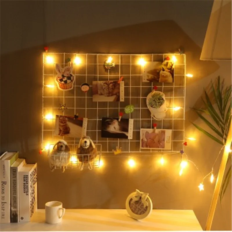Ins Iron Grid Home Wall Decoration Photo Frame Wall Art Display Storage Shelf Organizer DIY note board  Rack Bedroom Decoration