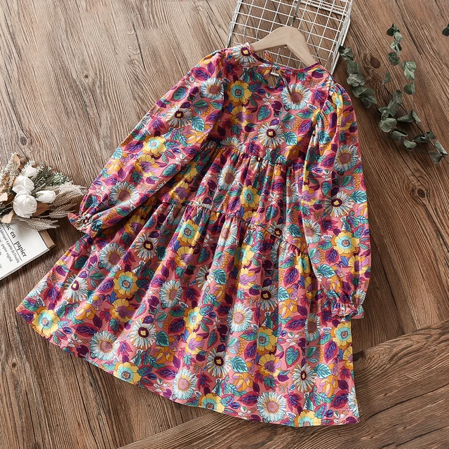 Kids Dresses For Girls Clothes For Teenagers Floral Cotton Long