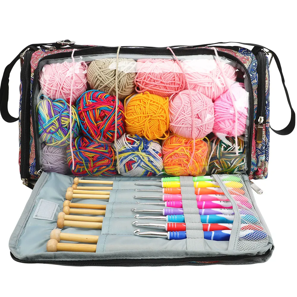 2022 Yarn Storage Bag with Paisley Oxford Cloth Organizer Bag for