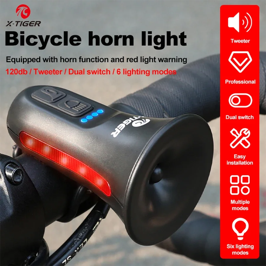 Bicycle Horn Electronic Lighted Warning and Siren Integrated Battery Life 6 hours Suitable for Road and Mountainbikes