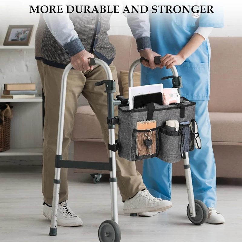 ABDW-Foldable Walker Accessories With Cup Holder & Organizer Pouch