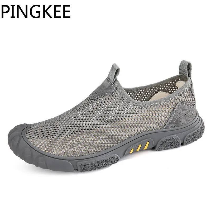 

PINGKEE Male Aqua Mesh Uppser Beach Men's Shoes Men Sandals Shoes Men's Slip-ons Water Shoes For Men Synthetic Sandals Summer