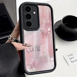 Pink Gradient Butterfly TPU Phone Case Cover for Galaxy A18 (A477 Black)