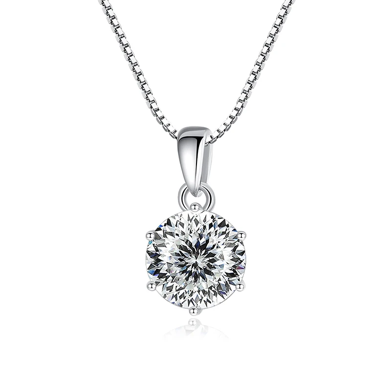 Tancise Collana con ciondolo in vera moissanite da 1 ct per donna Gioielli da sposa in argento sterling di alta qualità_voghion.com