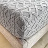 Taff Velvet Bed Sheet Winter Warm Solid Color Thickened Fitted Sheet Soft Plush Elastic Mattress Protector Queen/King Size Lino 2