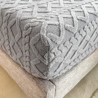 Taff Velvet Bed Sheet Winter Warm Solid Color Thickened Fitted Sheet Soft Plush Elastic Mattress Protector Queen/King Size Lino 2