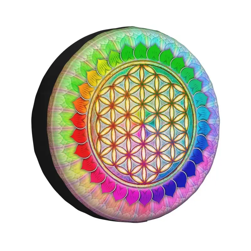 

Flower Of Life Spare Tire Cover for Mitsubishi Pajero Jeep RV SUV Camper Sacred Geometry Mandala Car Wheel Protector Covers
