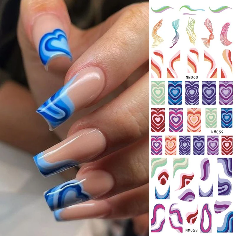 1 Sheet Swirl Ribbon Water Decals Sticker Geometric Swirls Marble Slider  French Nail Art Transfer Decals Love Heart - Stickers & Decals - AliExpress