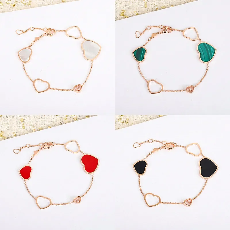 

Sweet romantic Rose gold white Fritillary heart bracelet women's fashion temperament luxury brand jewelry party gift