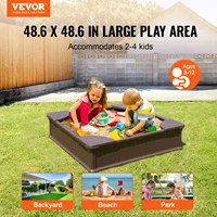 VEVOR Sandbox with Cover in Square Sand Box  Sand Pit with 4 Corner Seating and Bottom Liner Kids Sandbox for Outdoor for Kids 2