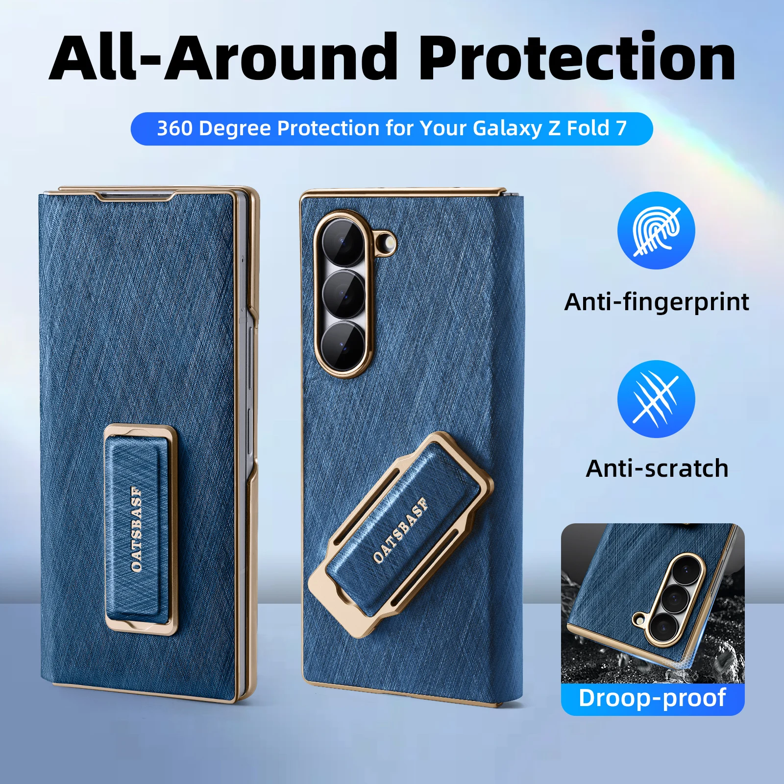 Eary for Samsung Galaxy Z Fold 7 Phone Case With 360°Rotation Stand Magnetic Dual Wristband Leather Full Cover Shockproof Shells