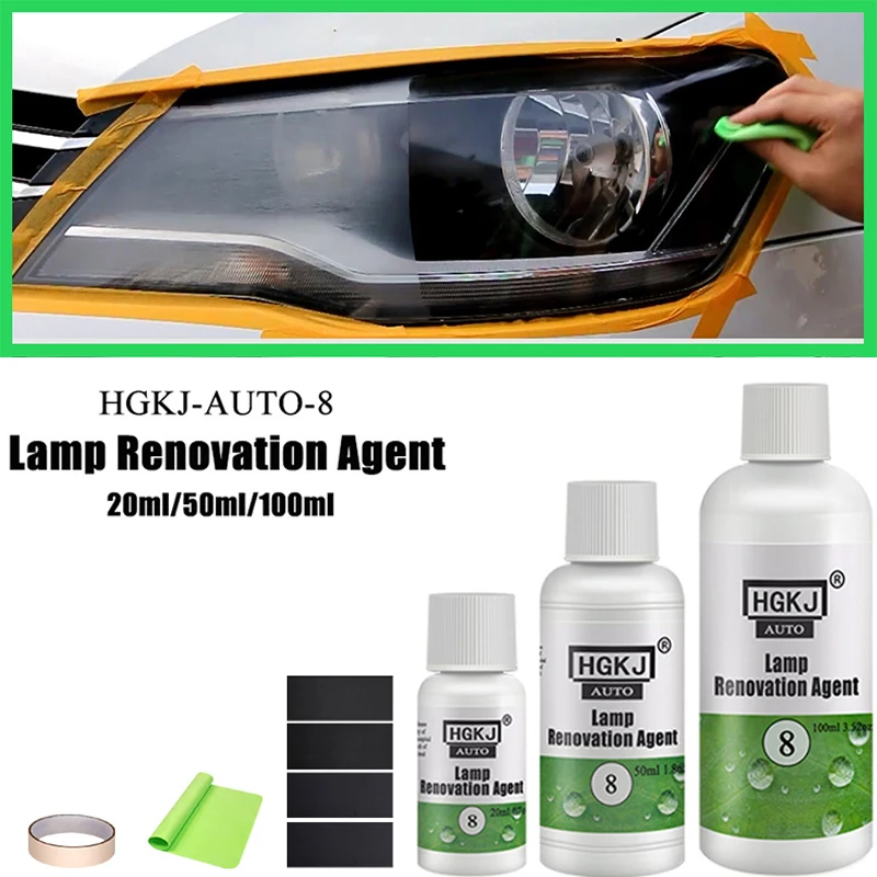 

20/50/100ml Car Headlamp Repair Fluid Hgkj 8 Lamp Recycling Reconditioning Agent Lamp Polishing Fluid headlight restoration kit