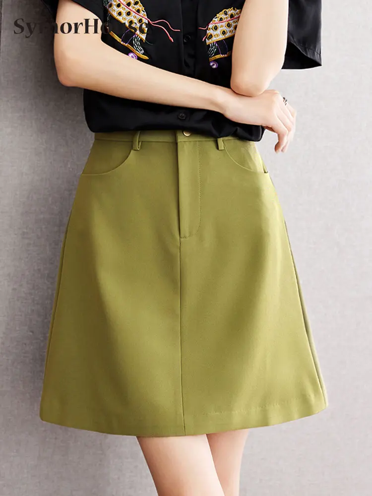 

Summer Autumn Elegant Office A-Line Suit Skirts Women Fashion High Waist Belt Wrap Hip Short Cargo Skirts Casual Bottoms