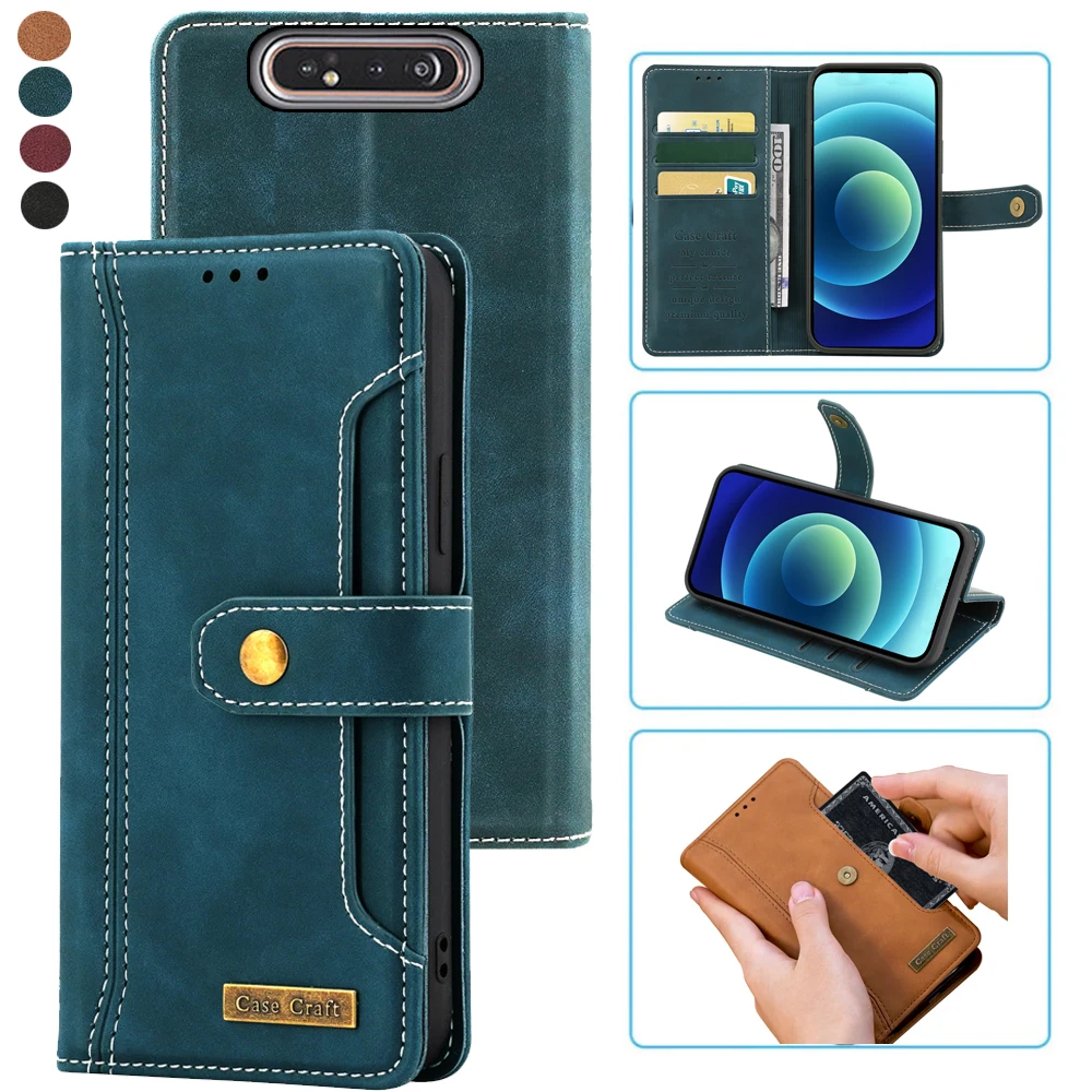 Luxury Leather Wallet Flip Case with Card Slots and Stand - Notebook Style