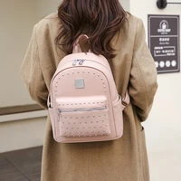 Fashionable Rivet Backpack for Women 2024 New Fashion Versatile Student School Bag Casual Simple Soft Leather Texture Backpack 1