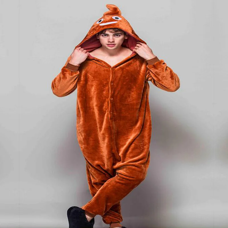 

Brown Onesies Unisex Winter Kigurumi Pajamas Women Nightwear Anime Costumes Adults Flannel Sleepwear