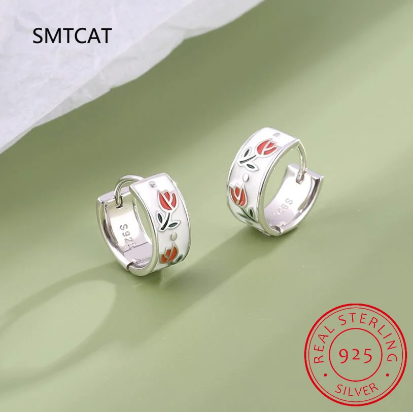 

Серьги-кольца женские из серебра 925 пробы с эмалью