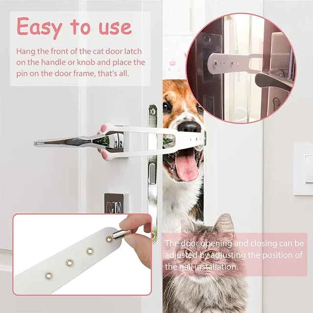 Cat Door Holder Latch Adjustable Dog Door Stopper Elastic Gate Lock Flex Latch Strap Keep Dog Out From Entering Pet Door Latch 5