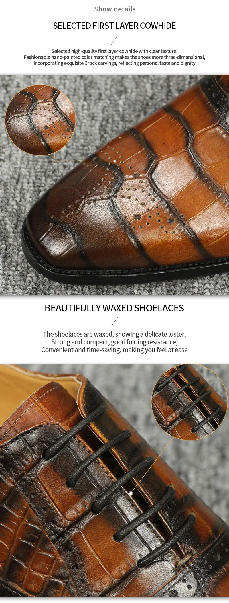 Elegant Shoes For Men's Crocodile Print Oxfords Dress Wedding  Fashion Lace Up Dress Office business or daily life zapatos 2023