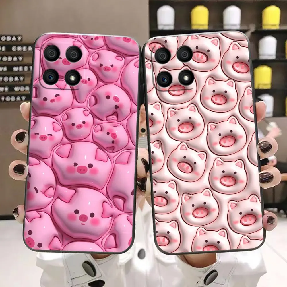 3D Effect Floor Plan Pig Flower Phone Case For HUAWEI Honor 9X