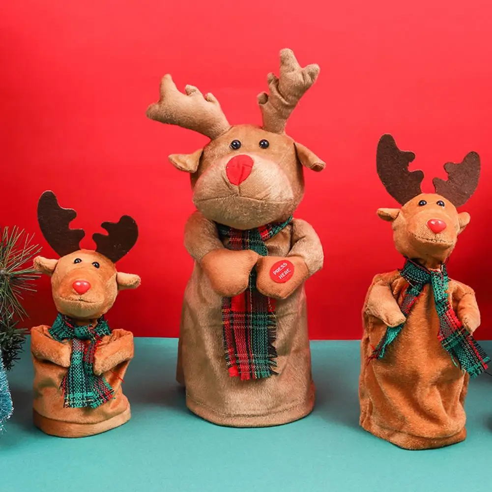 Electric Rotatable Christmas Elk Toy Swinging Singing Dancing Xmas Reindeer Deer Ornament Kids Family Friends Holiday Gift
