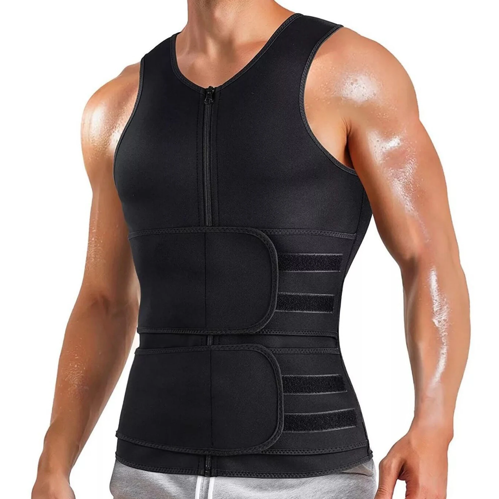Men Weight Loss Fitness Zipper Closure Daily 2 In 1 Body Shaper Home