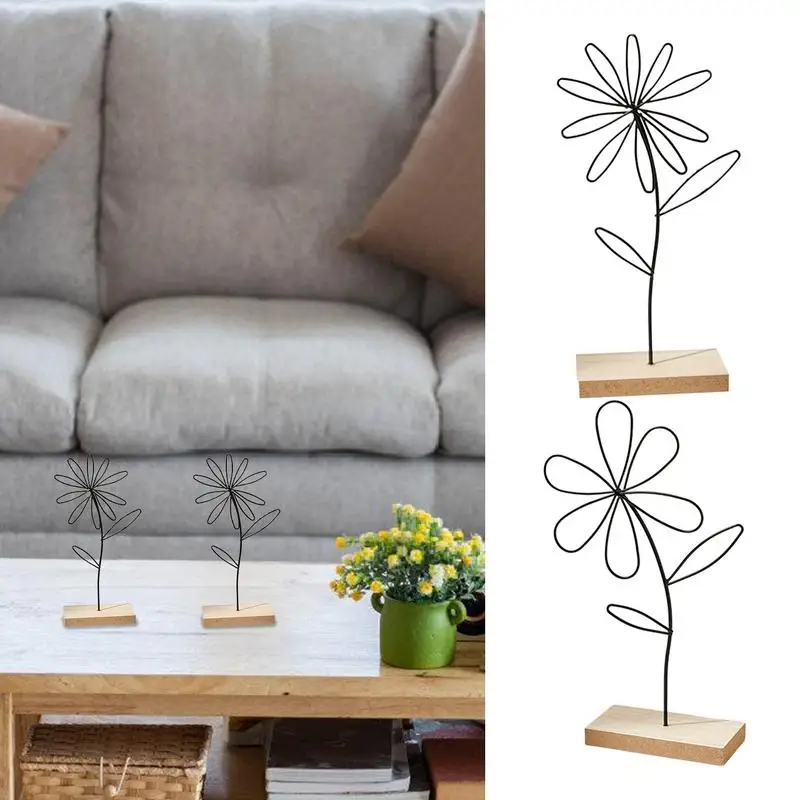 

Настольные художественные украшения с цветочным дизайном для комнаты, спальни, гостиной, декор с цветами из железа, крепкий нержавеющий цветочный дизайн