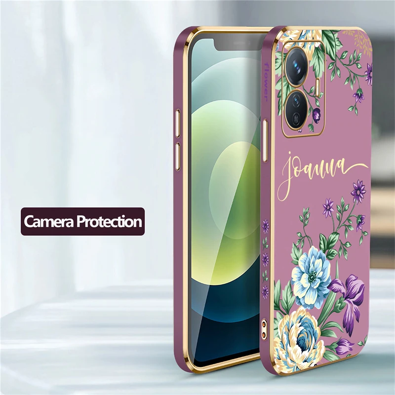 Elegant Floral Plating Silicone Shockproof Phone Case Cover