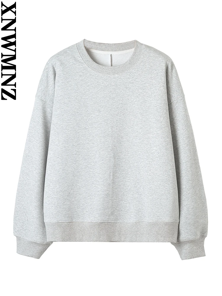

XNWMNZ Women's Fashion 2023 Loose Cotton Sweatshirt Women Vintage O Neck Long Sleeve Casual Versatile Female Top